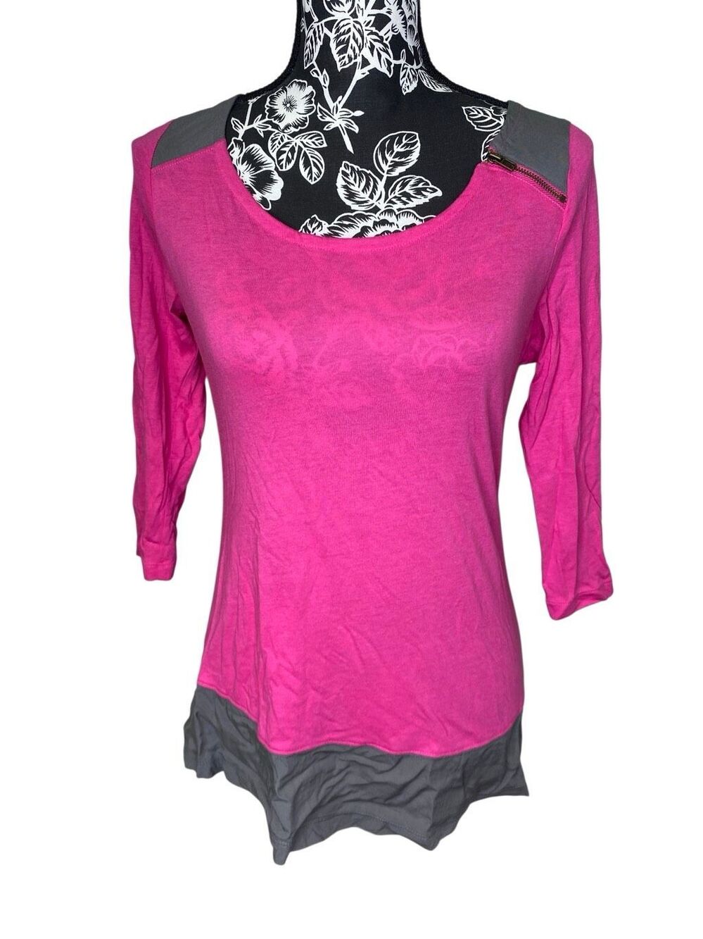 Merona Womens Sleeve Tunic Top Colorblock Layered Hem Casual Boho Blouse Shirt